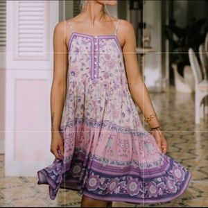 SPELL Portobello Road Strappy Mini Dress Pink Purple Floral. Worn once!